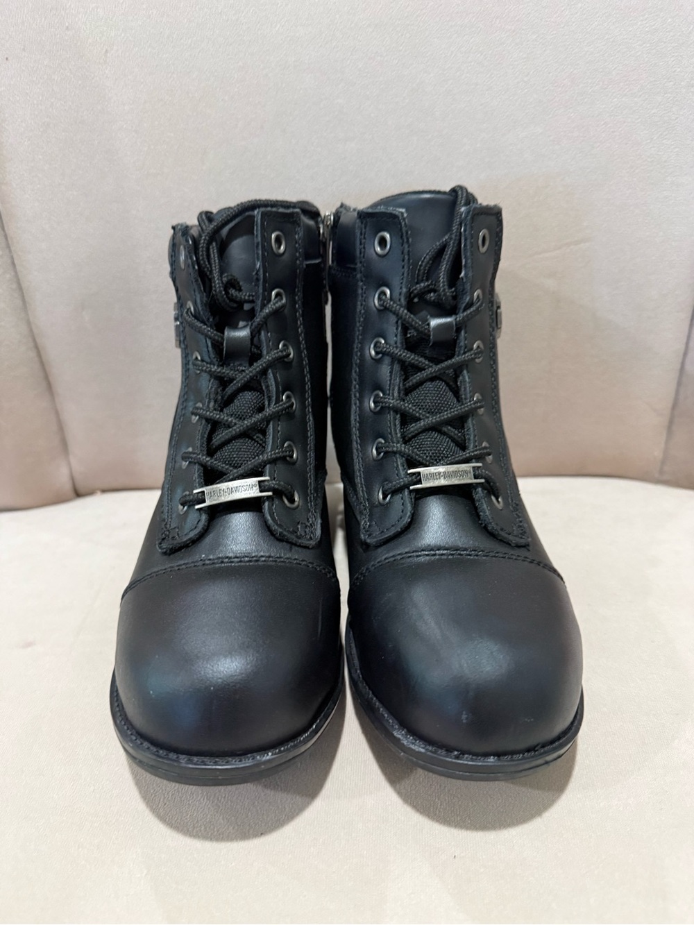 Harley-Davidson Black Lace Up Moto Boots Women’s 6.5 - Picture 4 of 7